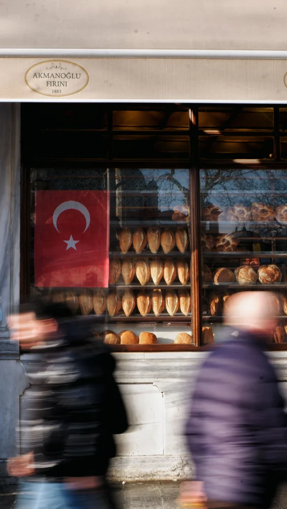 A Turkish bakery window · illustrative everyday-life photograph