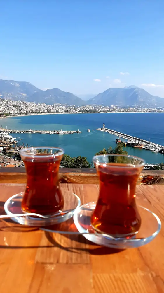 Tea with a view of Alanya harbour