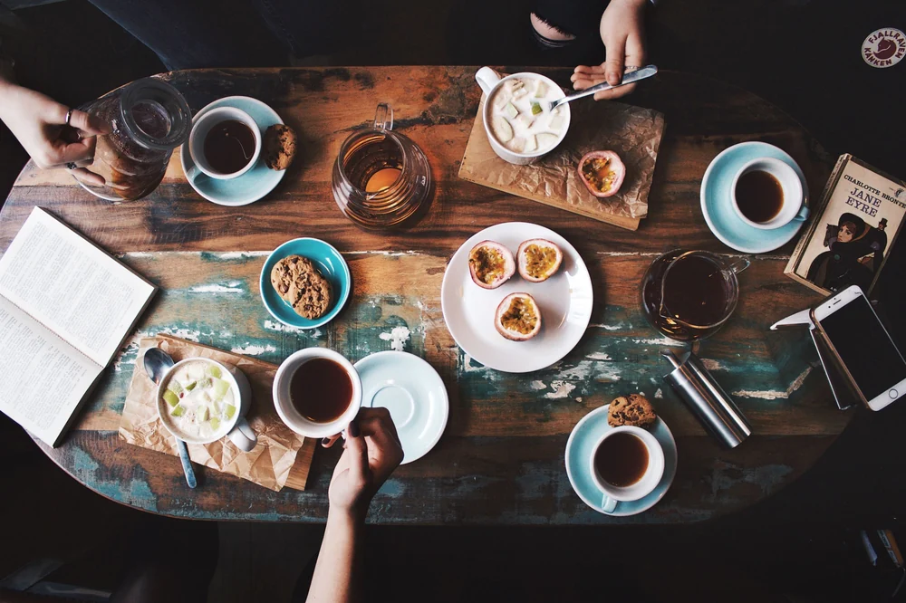 Coffee and conversation · illustrative lifestyle photograph