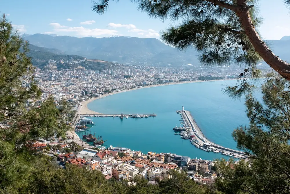 Alanya harbour and coastal city
