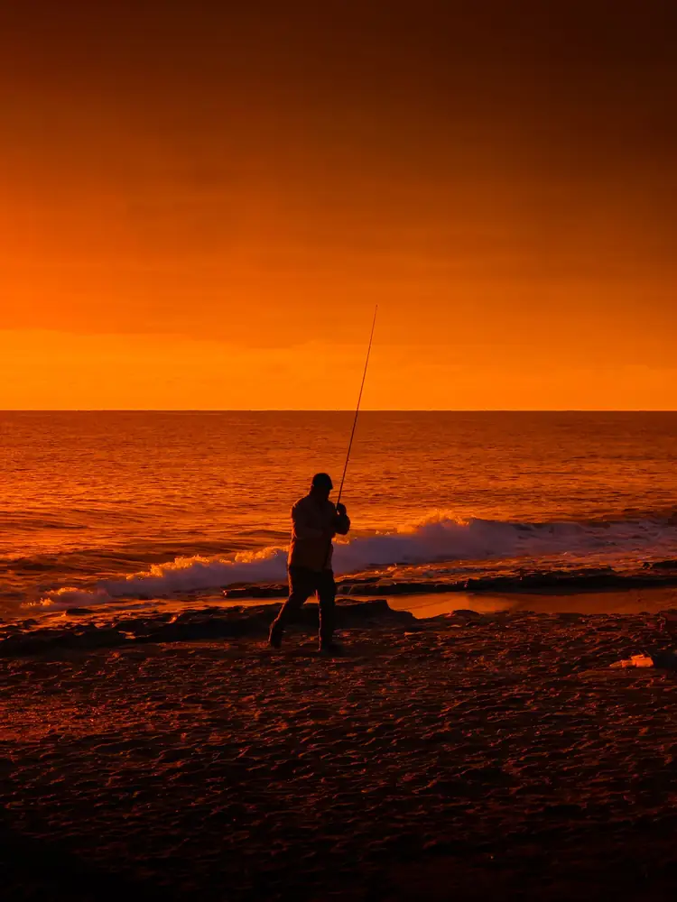 Fishing at sunset on the Mahmutlar shore