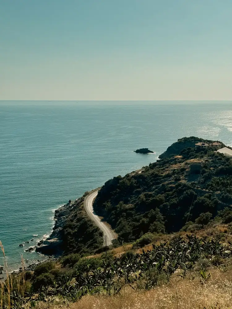The coastal road and landscape in Gazipaşa
