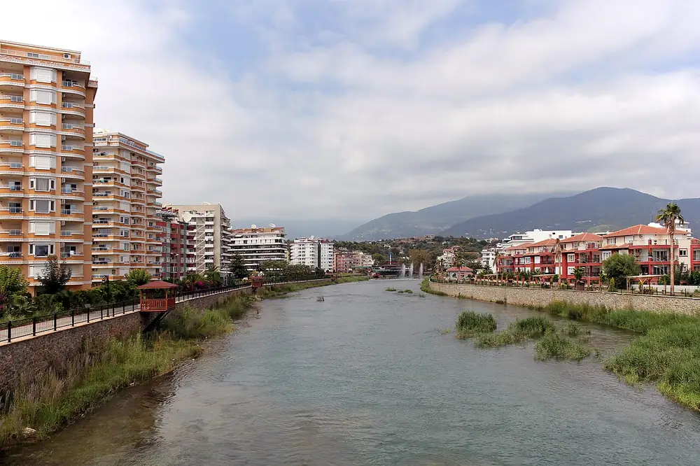 The lower Dim River at the Tosmur–Kestel side of Alanya · archive photograph, 2014