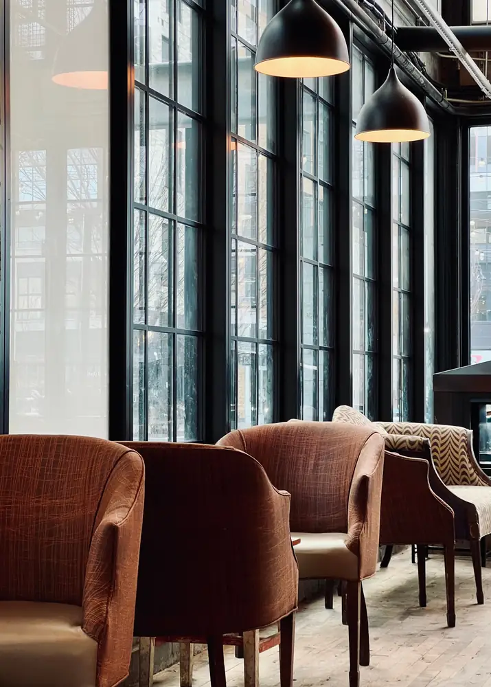 An elegant café for a quieter evening · illustrative stock photograph
