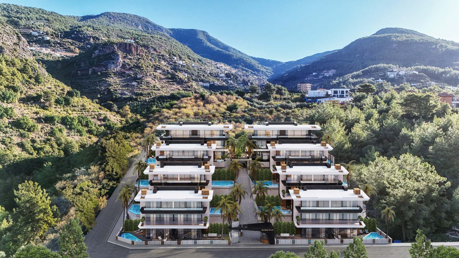 victoria villas render complex aerial